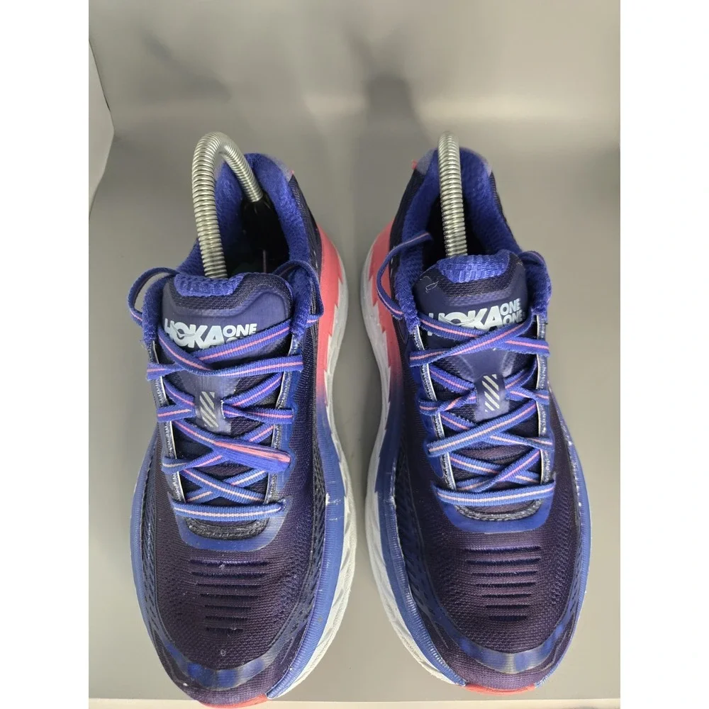 HOKA ONE ONE Bondi 5 Wide Running Shoes Womens Size 7 D Blue Pink 1013605 BSTW